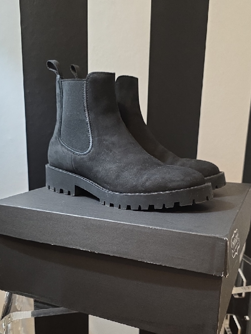 Thursday Boot Company Black Suede Chelsea Lug Boots - Picture 2 of 5